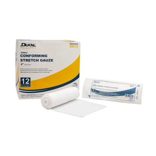 DUKAL 8515 Basic Care Conforming Stretch Gauze Bandage, 4", Sterile