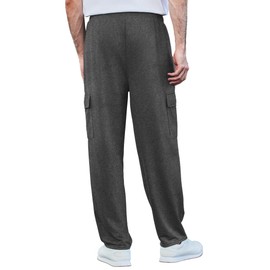 Deyeek Mens Sweat Pants Cargo Sweats for Men Baggy Cargo Sweatpants Open Bottom Gym Joggers Men's Athletic Pants with Pockets Charcoal