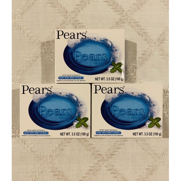 3 Unilever Pears Mint Extract Dermatologists Tested Bar Soap 3.5oz