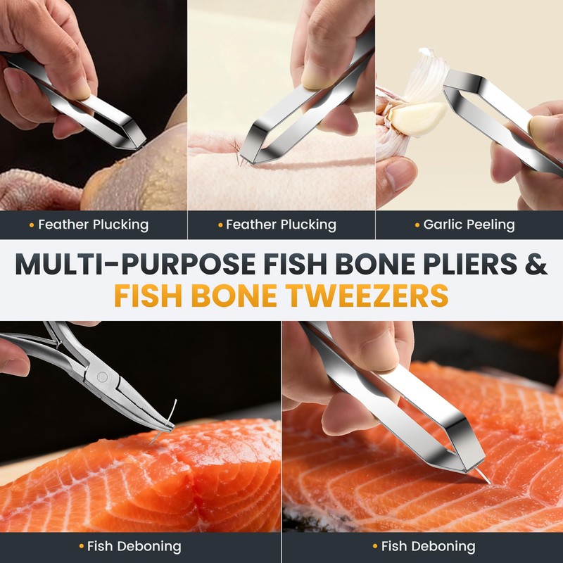 Fish Bone Plier/Tweezers - Fish Bone Remover Stainless Steel Deboning