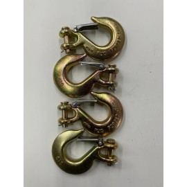 Campbell Rigging 4 Pack G70 3/8" Clevis Slip Hook w/ Latch Trailer Truck Transport Tow Chain Hook