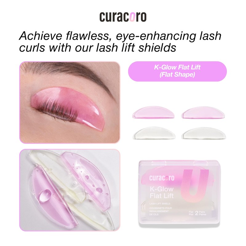 CURACORO Protectores para Lifting de Pestañas, 4 Unidades, Almohadillas Autoadhesivas