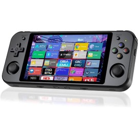 RG552 Handheld Game Console , RK3399 Chip Dual OS Linux , Android System Support WiFi Online Games Built-in 64G SD Card 2500 Classic Games (Black)