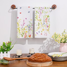 Siilues Spring Kitchen Towels, 18x26 Inch Wildflower Floral Dish Towels Seasonal Summer Holiday Decoration Hand Towels Set of 2
