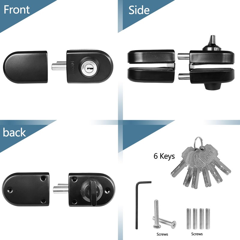 Glass Double Door Lock, no Drill Glass Door Lock Anti-Theft