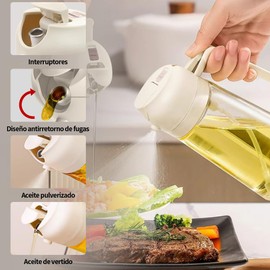 600ml Botella Dispensadora de Aceite para Cocinar Dispensador de Aceite de Oliva Rociador de Aceite Pulverizador de Aceite para Cocina Ensalada Freír Barbacoa Carnes (600ml)