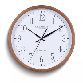 Unbranded Walnut Finished Wooden 12.8 inch Atomic Solid Wood Wall Clock