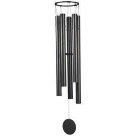 ICE ARMOR 50" Long Black Metal Traditional Wind Chime with Black Tubes Statue Sculpture Ornament Decoration Garden Decor Ideas for Housewarming, Holidays and Birthdays