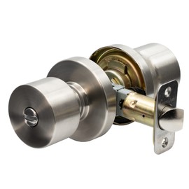 Copper Creek Metro Privacy Function Round Rosette Door Knob in Satin Stainles