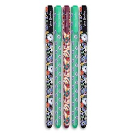 Vera Bradley Gel Pen Set of 5 with Storage Pouch, Colorful Pens in Assorted Ink Colors (Summer 24 Medley)