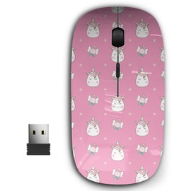 KAWAMOUSE 2.4G Ergonomic Portable USB Wireless Mouse for PC, Laptop, Computer, Notebook with Nano Receiver (Cute Head Unicorn)