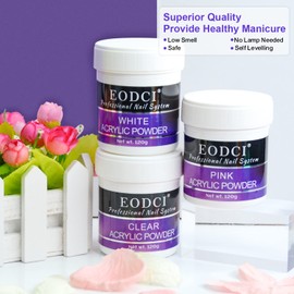 Eodci Acrylic Nail Powder Professional Acrylic Nail Powder Polymer for 3D French Nail Manicure Extension Nail Carving Large Capacity Acrylic Nail Powder (white)