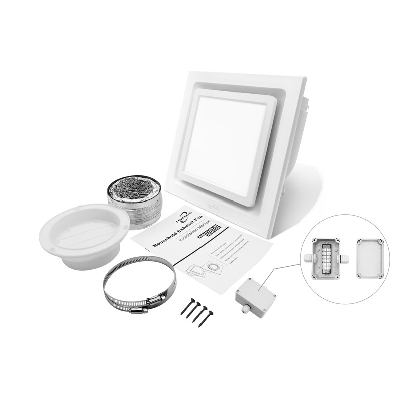 POWERENG Bathroom Exhaust Fan with Light,11.8 in Panel,12W Square LED,141