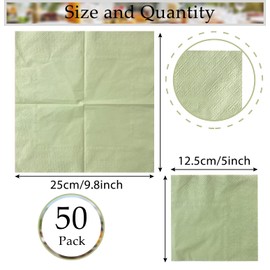 50 Pieces 3-ply Sage Green Napkins Disposable Cocktail Napkins Folded 5 x 5 Inches Disposable Paper Napkins for Dinner Wedding Birthday Party Dessert Napkins