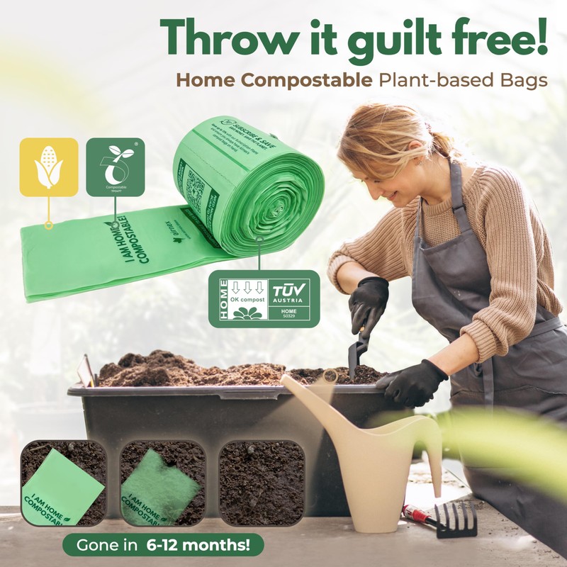 AIRNEX Compostable Trash Bags Small 1.6 Gal - 100 Count