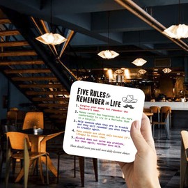 CS597 Five Rules to Remember in Life Novelty Funny Coffee Tea Drink Gift Glossy MDF Wooden Coaster