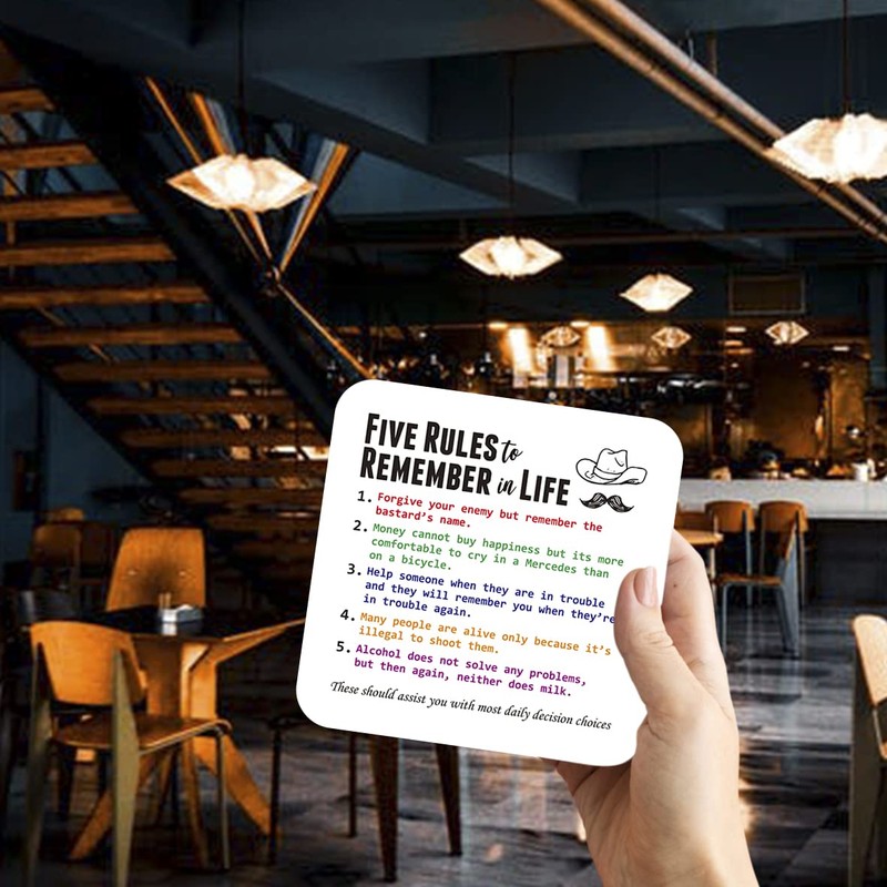 CS597 Five Rules to Remember in Life Novelty Funny Coffee