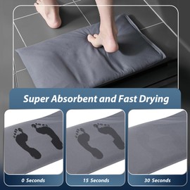 Volminex Bathroom Rugs Bath Mat, Diatomaceous Earth Shower Mat, Non-Slip Super Absorbent Quick Drying Bathroom Soft Floor Mats, Natural Easy to Clean, for Toilet Floor (Light Gray, 23.6"×15.7")