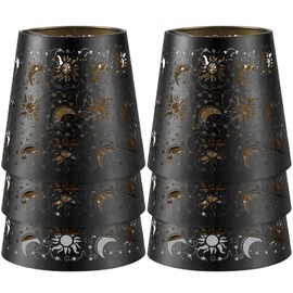 YISUN Metal Lamp Shades Set of 6, Small Chandelier Lamp Shade, Clip On Little Droplight Wall Lamp Candle Lamp Shade(Black/Gold)