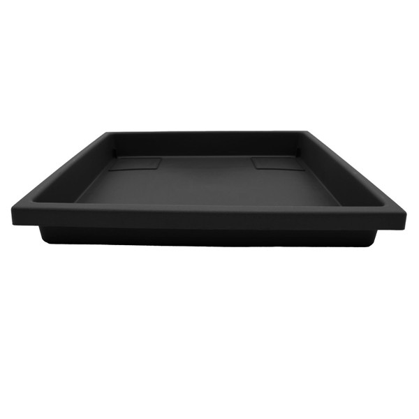 The HC Companies 11 Inch Accent Square Plastic Plant Saucer - Indoor Outdoor Plant Trays for Pots - 11.38"x11.38"x1.5", Black