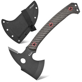 Ccanku C1342 Camping Axes,DC53 Steel Blade Micarta Handle Chopping Axe Bushcraft Camping Axes Survival Hatchet Full Tang Axe for Hiking Hunting Camping Splitting Chopping Wood(Black)