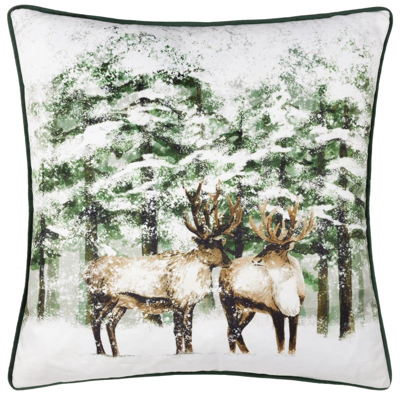 Furn. Classic Reindeer Velvet Piped Cushion Cover