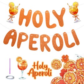 Aperol Decorative Glitter Banner Holy Aperoli Orange Garland with 50 Pieces Confetti Confetti Decoration for JGA Birthday Party Summer Beach Party Carnival