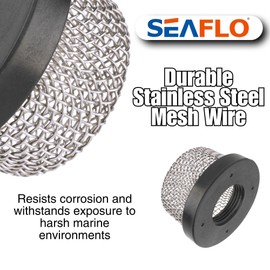 SEAFLO Stainless Steel Mesh Strainer ¾ Inch-14 | Aerator Screen Strainer for Livewell Pump | Corrosion-Resistant, Easy Installation, Marine-Grade Stainless Mesh (2-Pack)