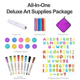 KRAND House Design Double-Sided Magnetic Drawing Board w/Detachable Roller for Kids, Extra Large Art Easel for Toddlers Boys and Girls Gift (Wall Mountable)