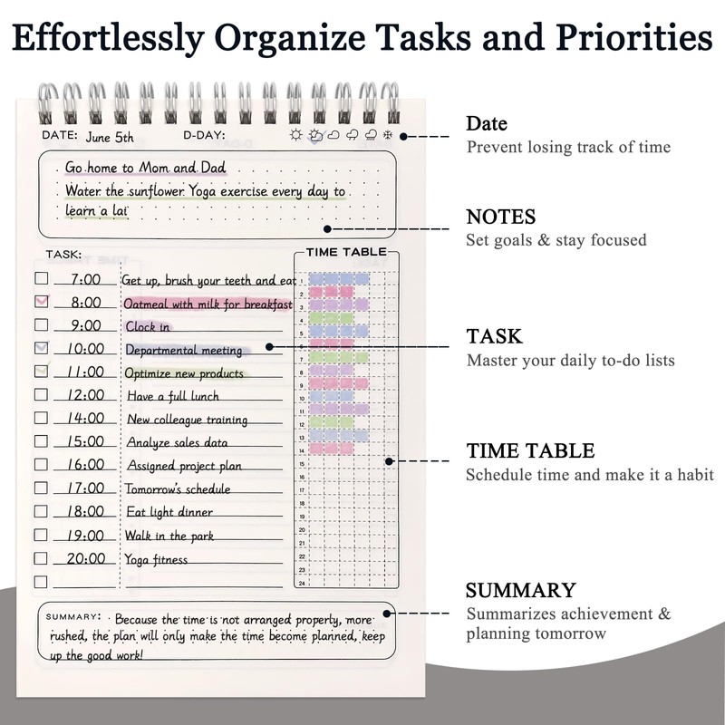Newkita 80 Sheets Undated Daily Planner, To Do List Notebook