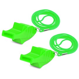 Plume'CHJ Whistle, 2-Pack Fish Shaped Pearl-Free Plastic Whistle with Lanyard，Sports Referees, and Officials，Camping, Emergency Callingreferee Coach Whistle (Green)