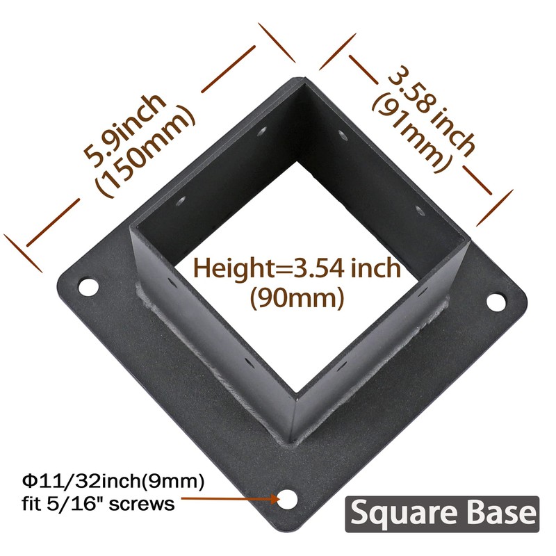 Antsky 4×4"(Actual: 3.5×3.5inch) Post Stainless Steel Flange Anchor Base with
