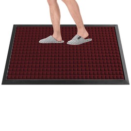 Restaurantware Comfy Feet 60 x 36 Inch Floor Mat 1 Waffle Outdoor Floor Mat - No-Slip No-Skid Backing Burgundy Polypropylene Entrance Mat Does Not Get Stain heavy-duty