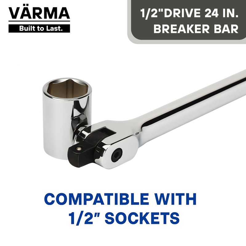 VÄRMA 1/2” Drive 24-Inch Breaker Bar with 180° Pivot Flex