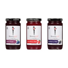 Skinnygirl Sugar Free Preserves Variety Pack, Strawberry Rose, Merlot Grape, and Blackberry Mule, 10 Ounce Jars, 3 Count