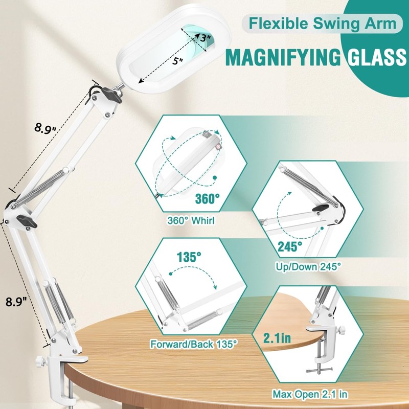 IVMAIE 10X Rectangle Magnifying Glass with Light, 5 Color Modes