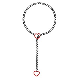 Eigso Unisex Lariat Y Chain Necklace Collar for Women Men Fashion Gothic Red Heart Chains Necklace Choker for Woman Man