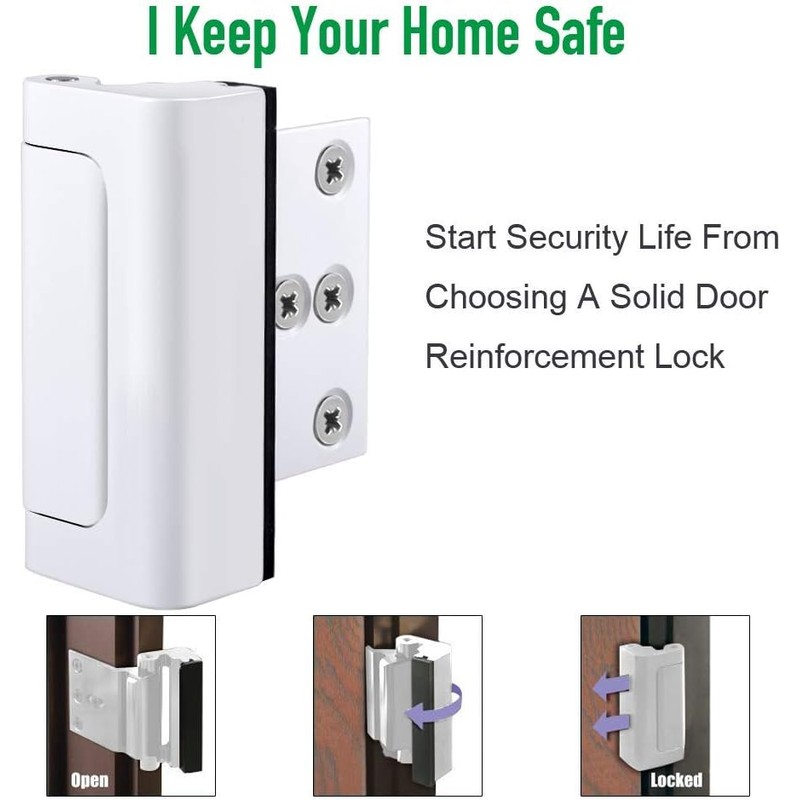 CRANACH Home Security Door Reinforcement Lock, 3” White – Child
