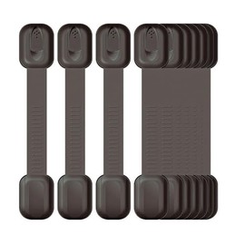 12 Packs Baby Proofing Cabinet Strap Locks - Kids Proof Kit - Child Safety Drawer Cupboard Oven Refrigerator Adhesive Locks, Adjustable Toilets Seat Fridge Latches, No Drilling