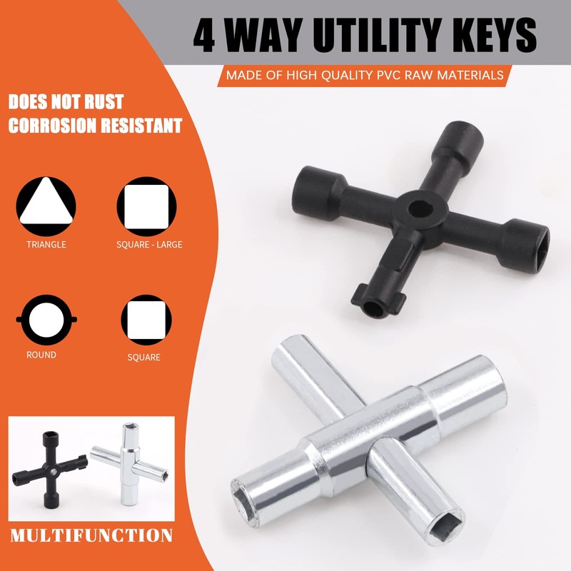 Tanstic 8Pcs Multi-functional Utility Kit, including 4 Ways Utility Spanner,