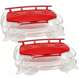 Stentec Window Hummingbird Feeder 2 Pack, Plastic Bird Feeding Tray with 3 Feeding Ports & Suction Cup Mount, Easy to Clean & Refill, Great Gift for Bird Watchers, 8-Ounce