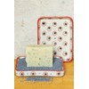 Tranquillo Square Soap Dish Retro Stoneware Hand Printed Rounded Corners