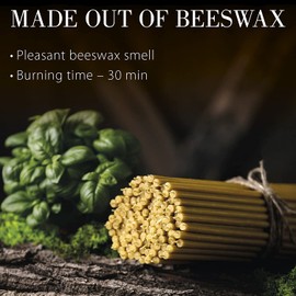 Danilovo Pure Beeswax Candles - Honey-Scented, Decorative Thin Taper Candles - Ideal for Birthday Decoration or Church Prayers - Drip Free, Tall & Smokeless Pack of 100 pcs, 6.3 x 0.2 inch