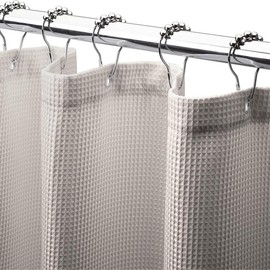 AmazerBath 240GSM Waffle Shower Curtain, 72x72 Inches Waffle Shower Curtain, Fabric Washable Shower Curtain with Waffle Weave, Heavy Duty Hotel Quality Bathroom Shower Curtains - Color: Khaki