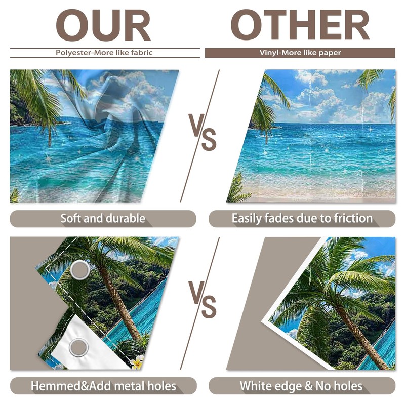 ZTHMOE Fabric 7x5ft Summer Tropical Beach Backdrop Hawaiian Island Banner