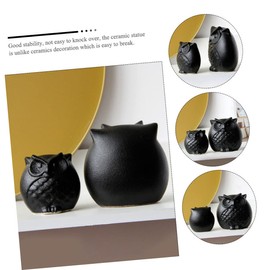 iplusmile 2Pcs Black Ceramic Owl Statues Unique Desktop Decorations Cute Owl Figurines for Home Decor Premium Ceramic Craftsmanship for Friends and Family