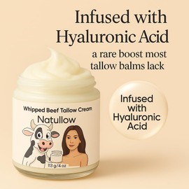 Lijvodo NATULLOW Beef Tallow for Skin, Grass-Fed Beef Tallow Face Moisturizer & Body Lotion, Whipped Tallow Balm for Soft, Smooth Skin, sebo de res para la cara (4 oz, Citrus Breeze)