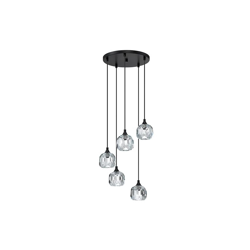 CJY CHENJINYAN 5 Light Modern 4.3in Crystal Black Ceiling Light