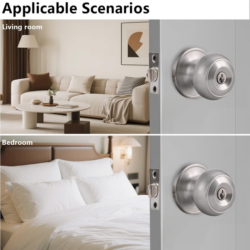Brigligh High-Security Stainless Steel Door Handle - with Lock and