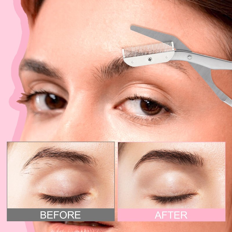 Nogeqi Eyebrow Scissors with Comb Detachable, Stainless Steel Eyebrow Trimmer